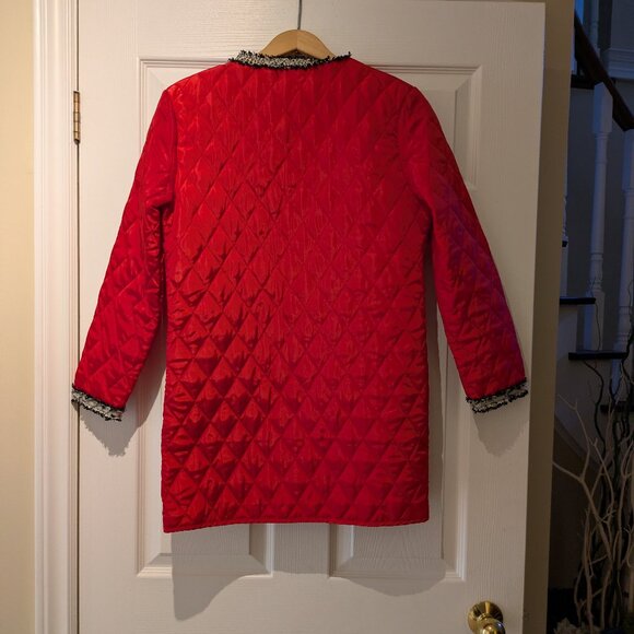 Red Quilted Jacket with Tweed accents and pearl buttons - Picture 7 of 9